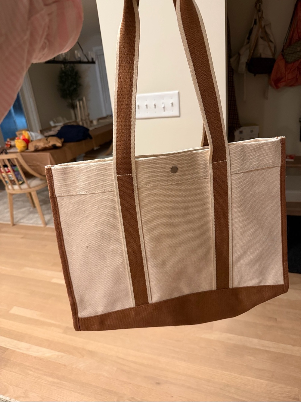 Canvas Tote Bag with Brown Trim - Classic Everyday Carry
